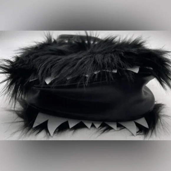 Furcore Plush Purse Black Faux‎ Fur Creature Eyes Grunge Kawaii Horror Monster - Picture 2 of 12